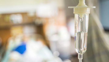 closeup of IV drip in hospital