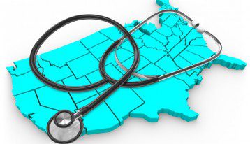 usa map with stethoscope