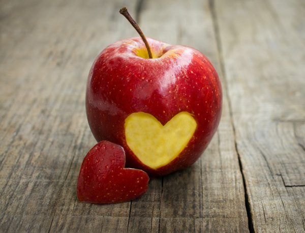apple with heart cut out of side
