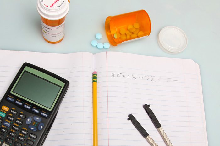 most commonly abused study drugs, graphing calculator, homework, and pills