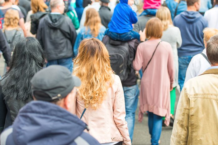 crowd of people walking